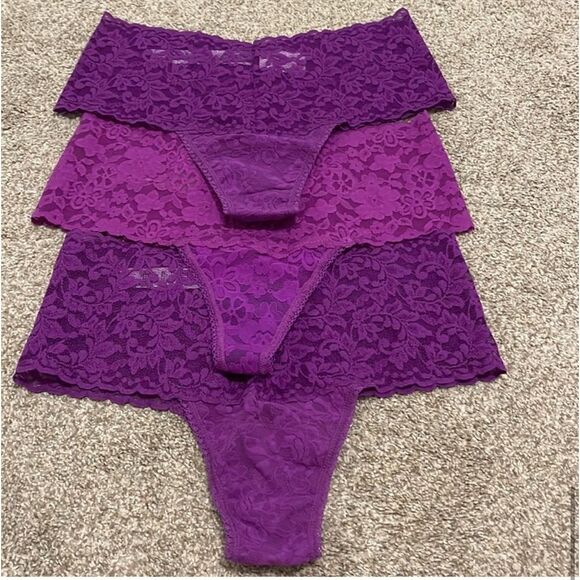 3) NEW hanky panky retro high rise thong lace panties - Picture 5 of 7